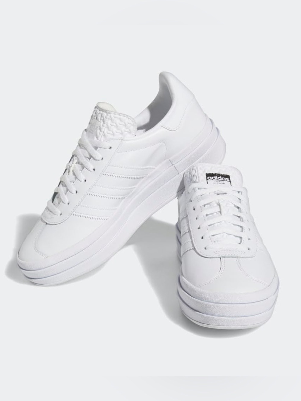 Adidas gazelle bold triple white leather platform sneakers women’s 7 ex cond